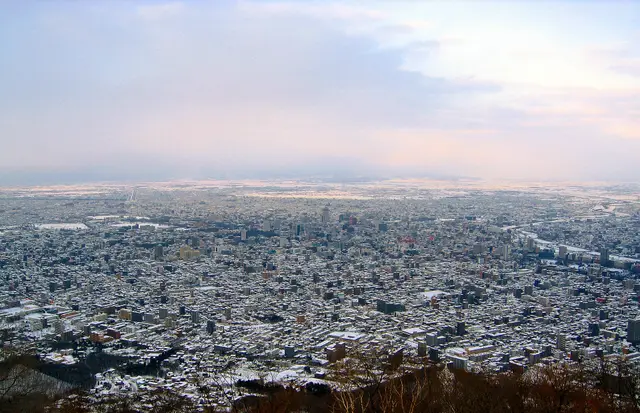 La ciudad de Sapporo nevada en invierno